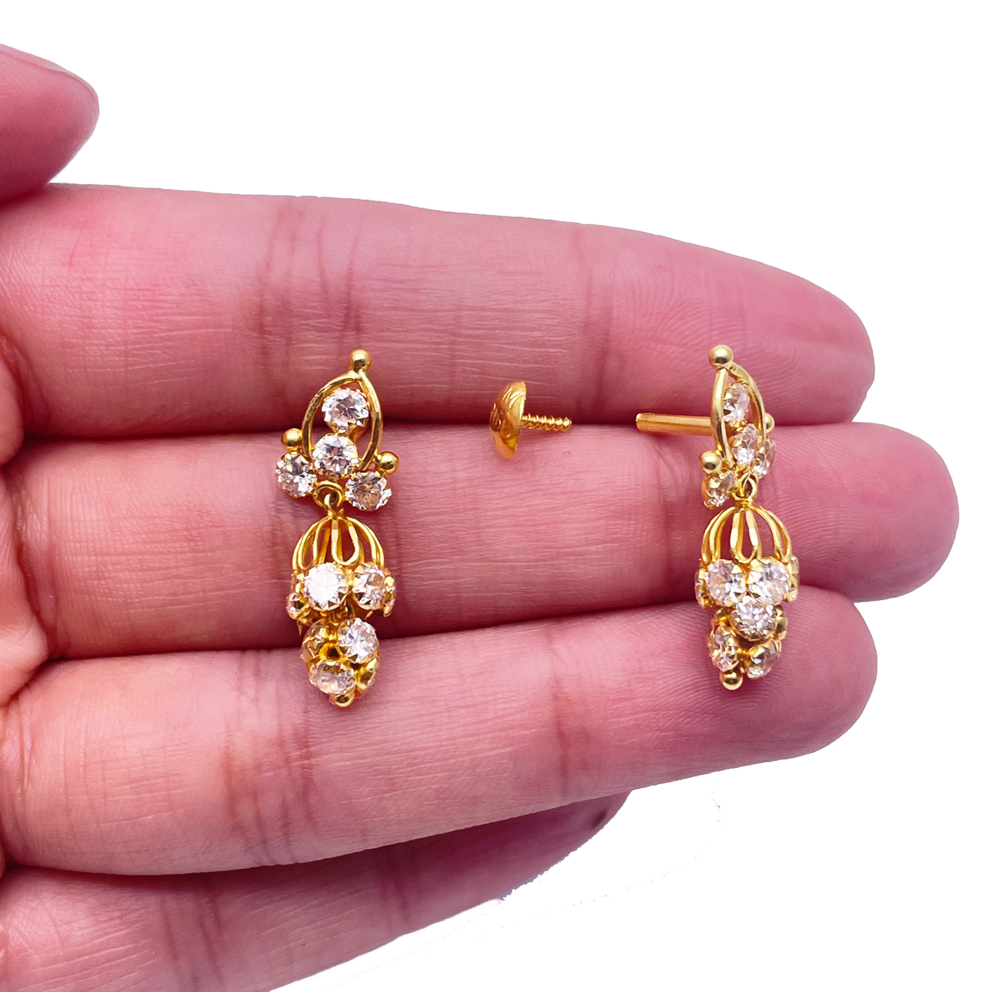 18ct Yellow Gold Beautiful Pre-Owned Cubic Zirconia Necklace & Earring Studs