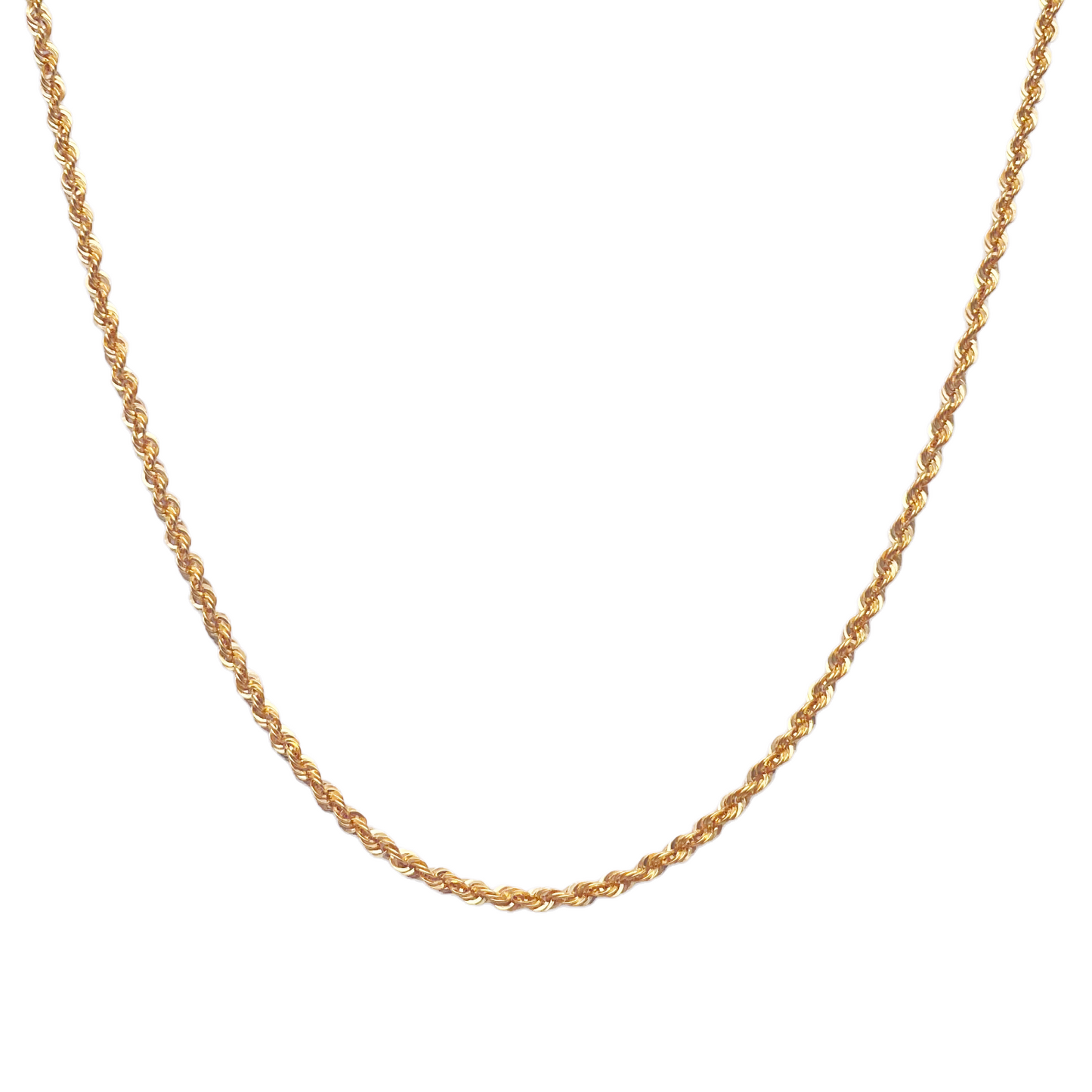 22ct Yellow Gold Lightweight Hollow Rope Chain Necklace 18'' inches 2.6mm Width