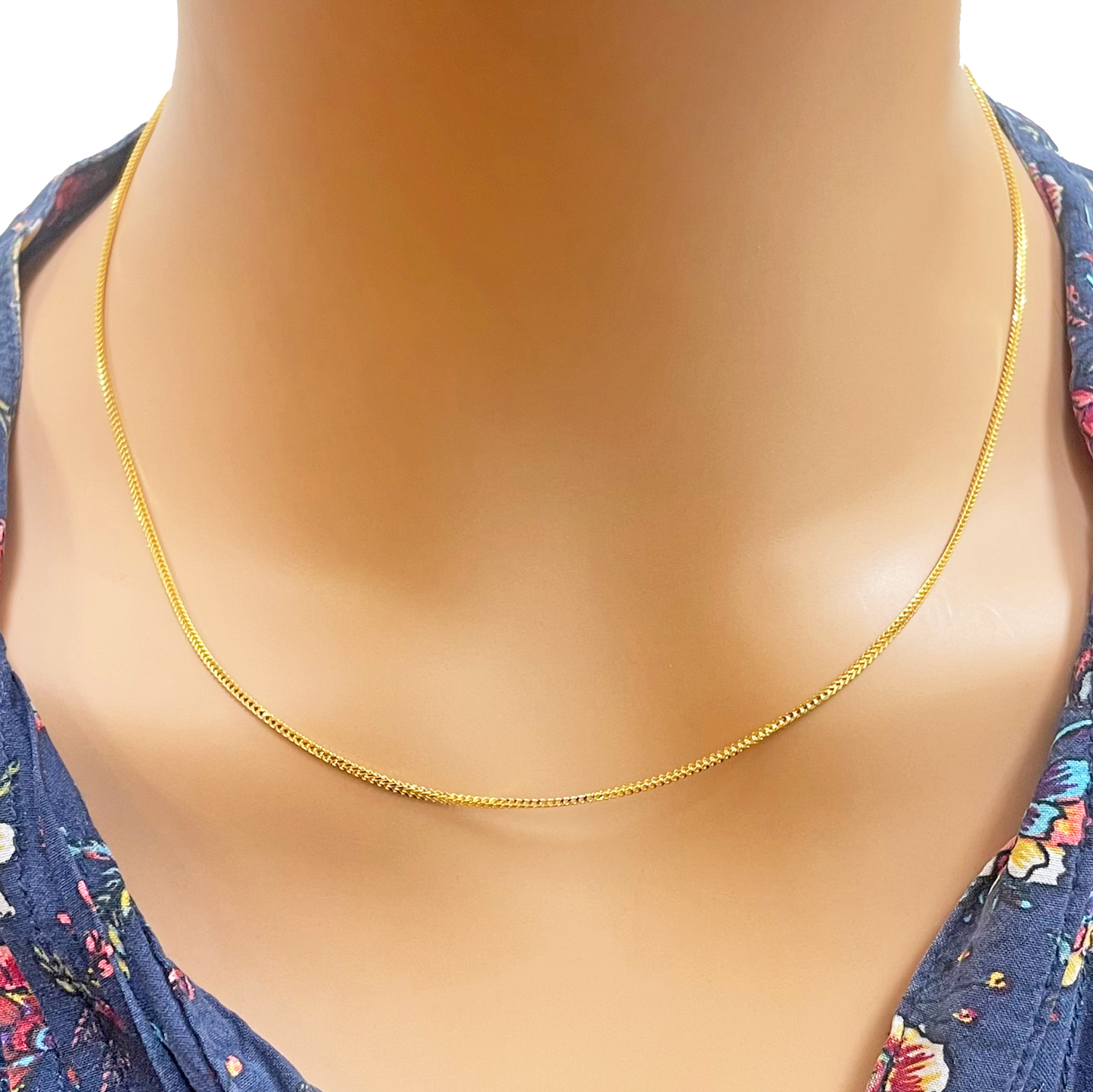 22ct Yellow Gold Solid Foxtail Chain Necklace 18'' inches 1.3mm Width