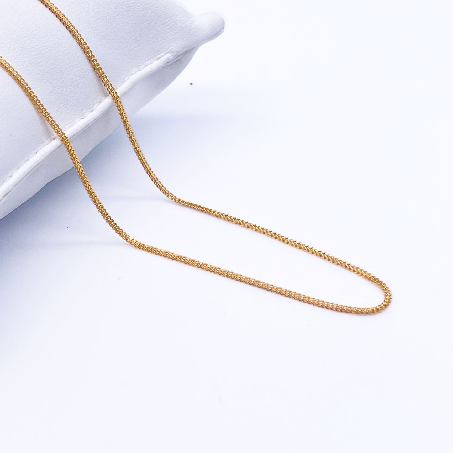 22ct Yellow Gold Solid Foxtail Chain Necklace 18'' inches 1.3mm Width