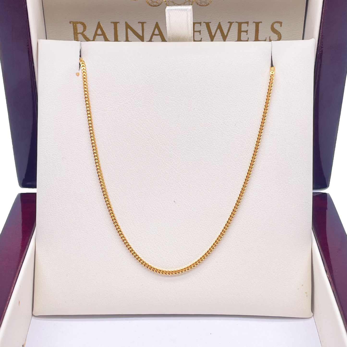 22ct Yellow Gold Solid Foxtail Chain Necklace 18'' inches 1.3mm Width