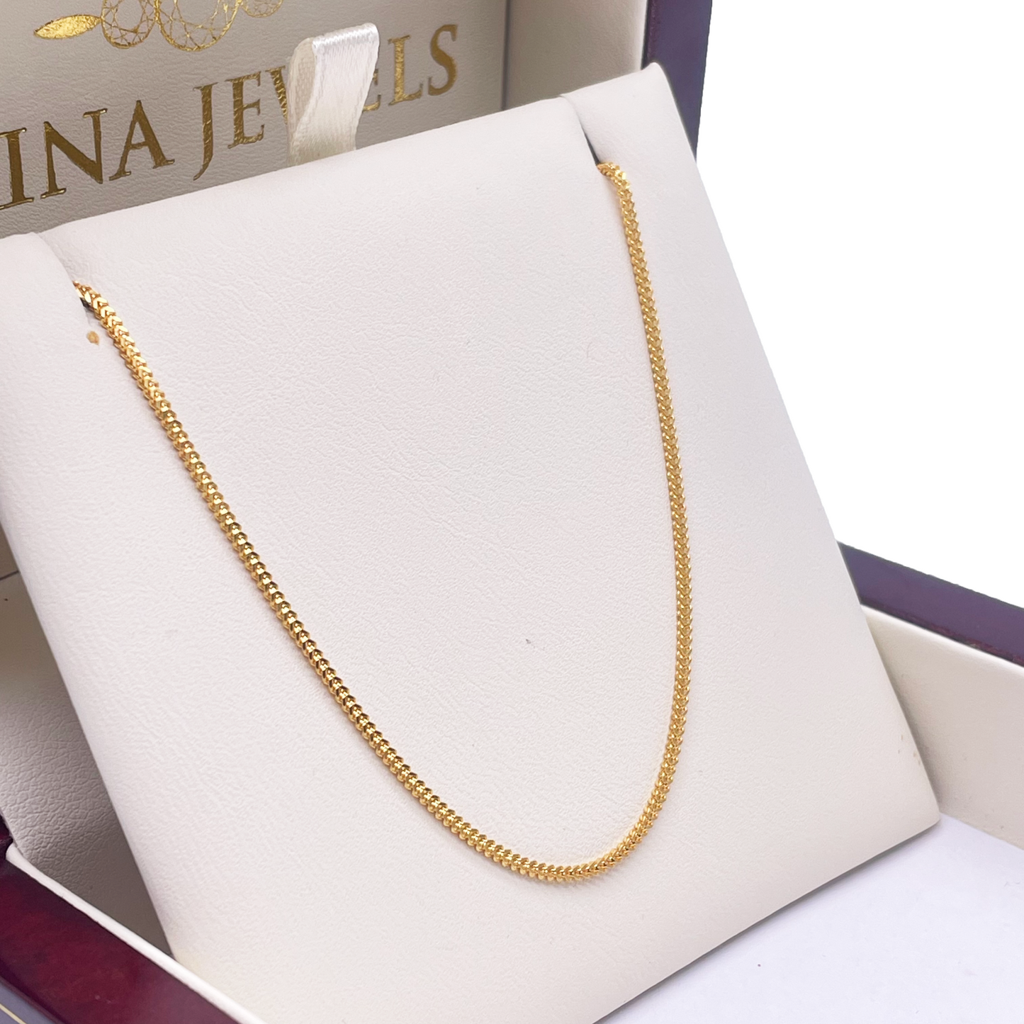 22ct Yellow Gold Solid Foxtail Chain Necklace 18'' inches 1.3mm Width