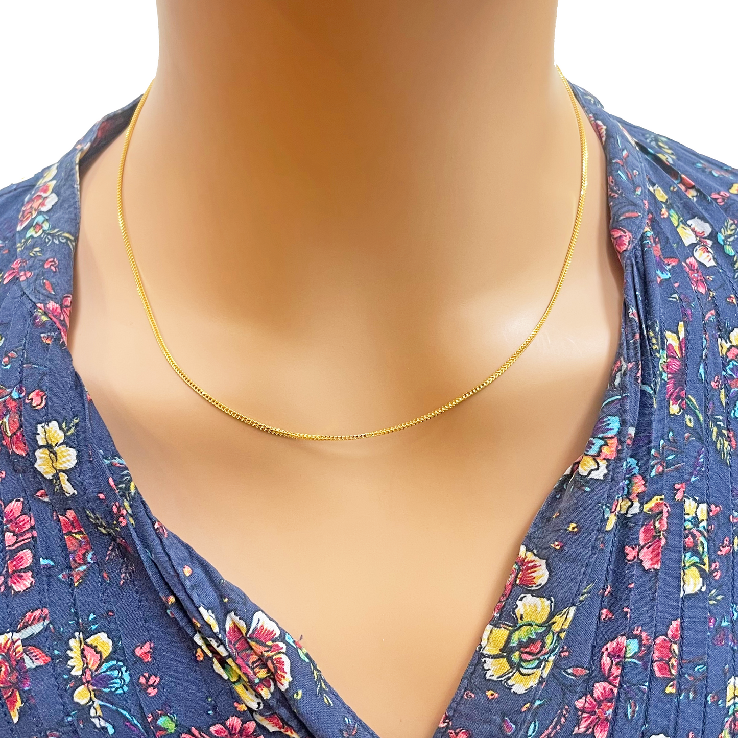 22ct Yellow Gold Solid Foxtail Chain Necklace 18'' inches 1.3mm Width