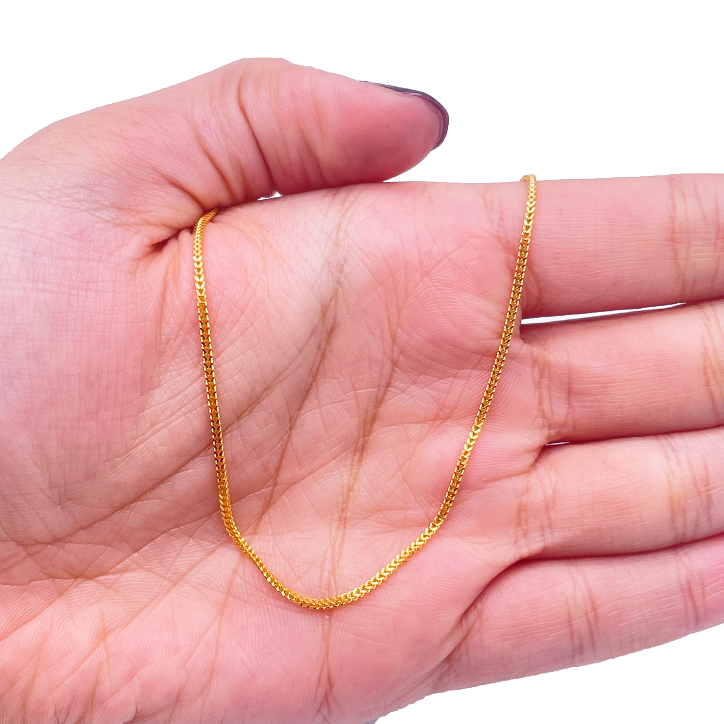 22ct Yellow Gold Solid Foxtail Chain Necklace 18'' inches 1.3mm Width