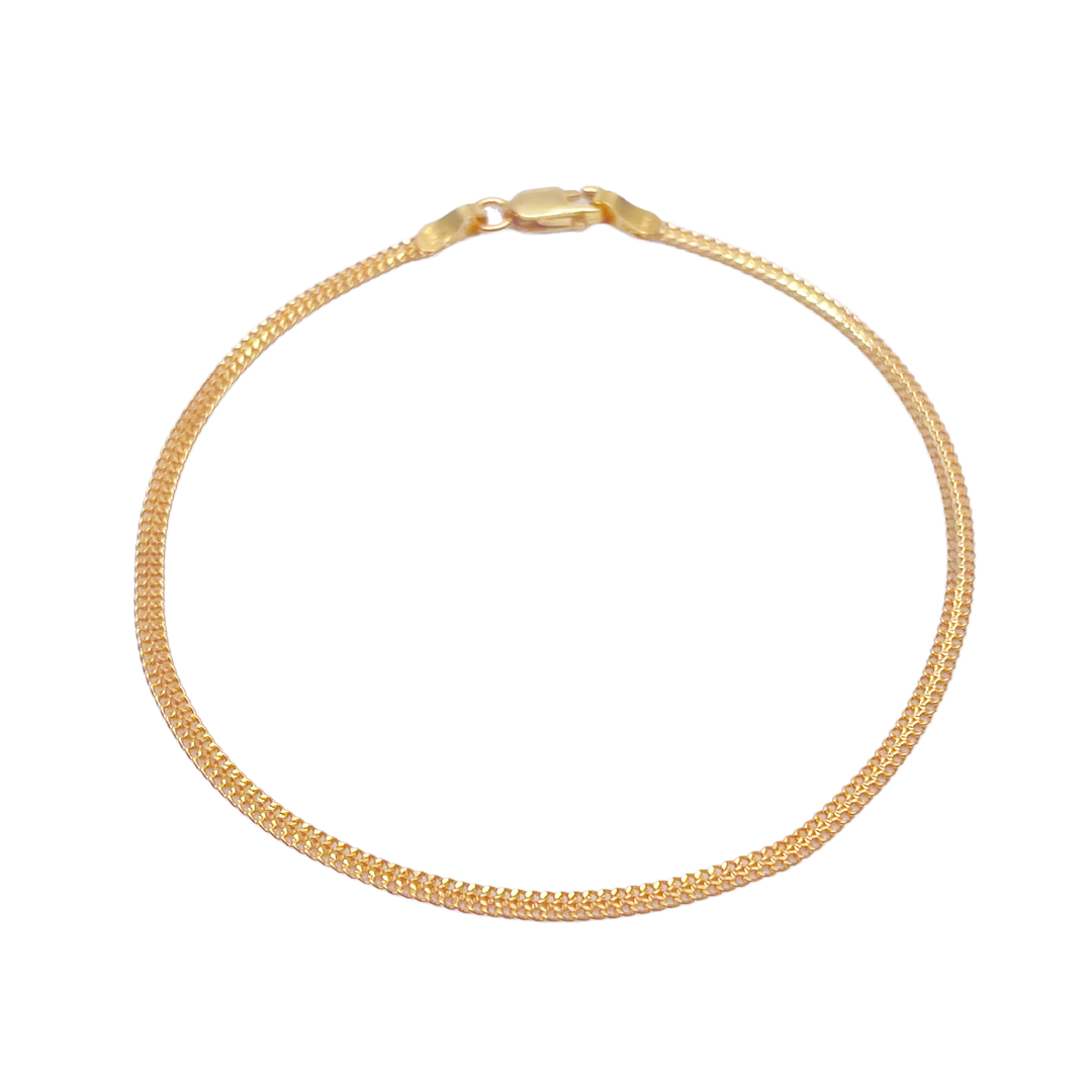22ct Yellow Gold Flat High Polished Bracelet 7'' inches 2mm Wide