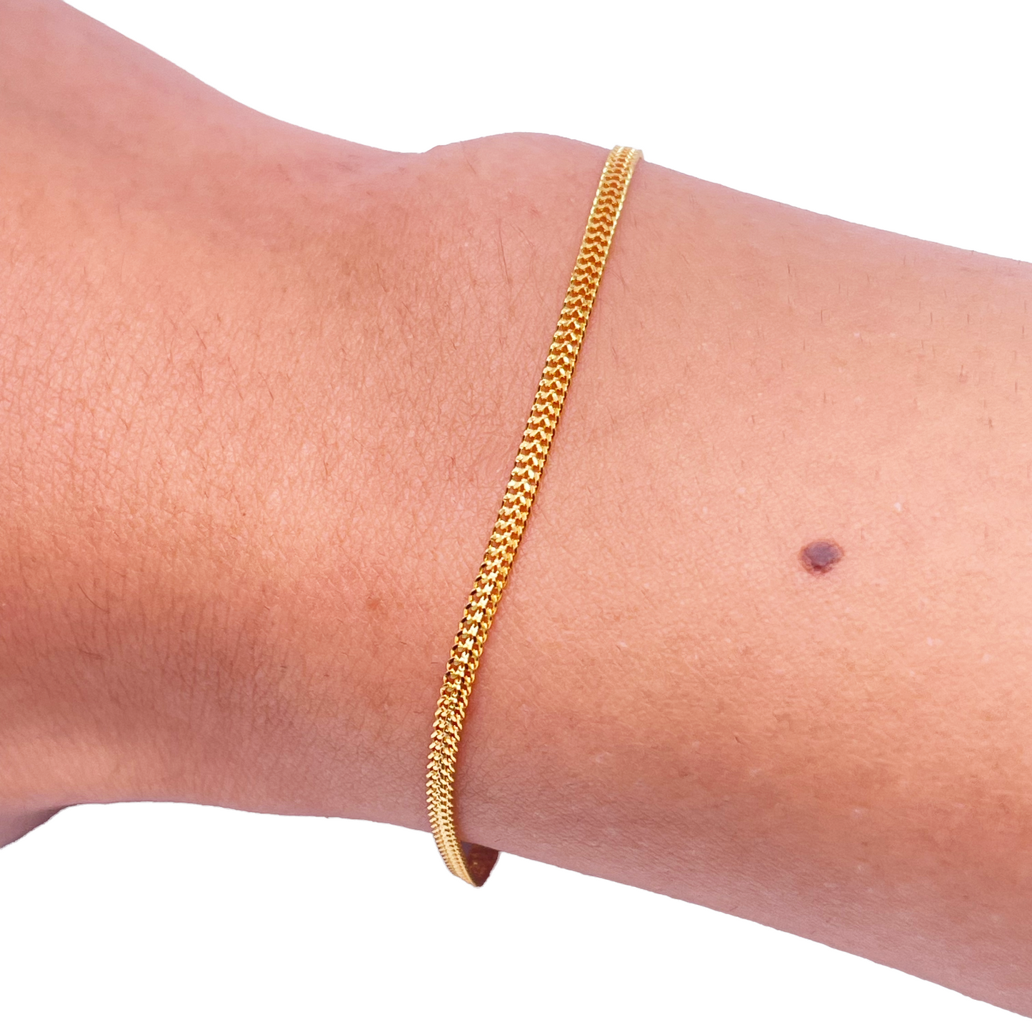 22ct Yellow Gold Flat High Polished Bracelet 7'' inches 2mm Wide