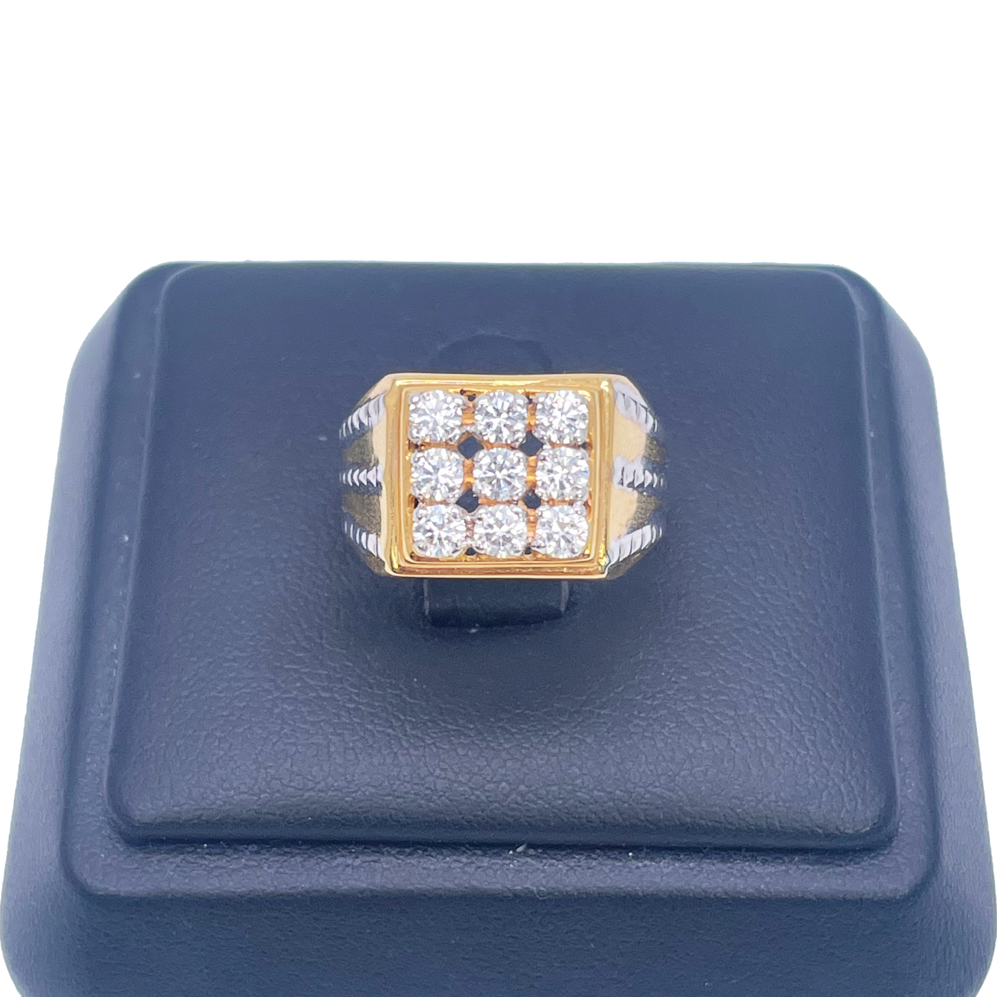 14ct Yellow Gold High Polished Cubic Zirconia Men's Signet Ring