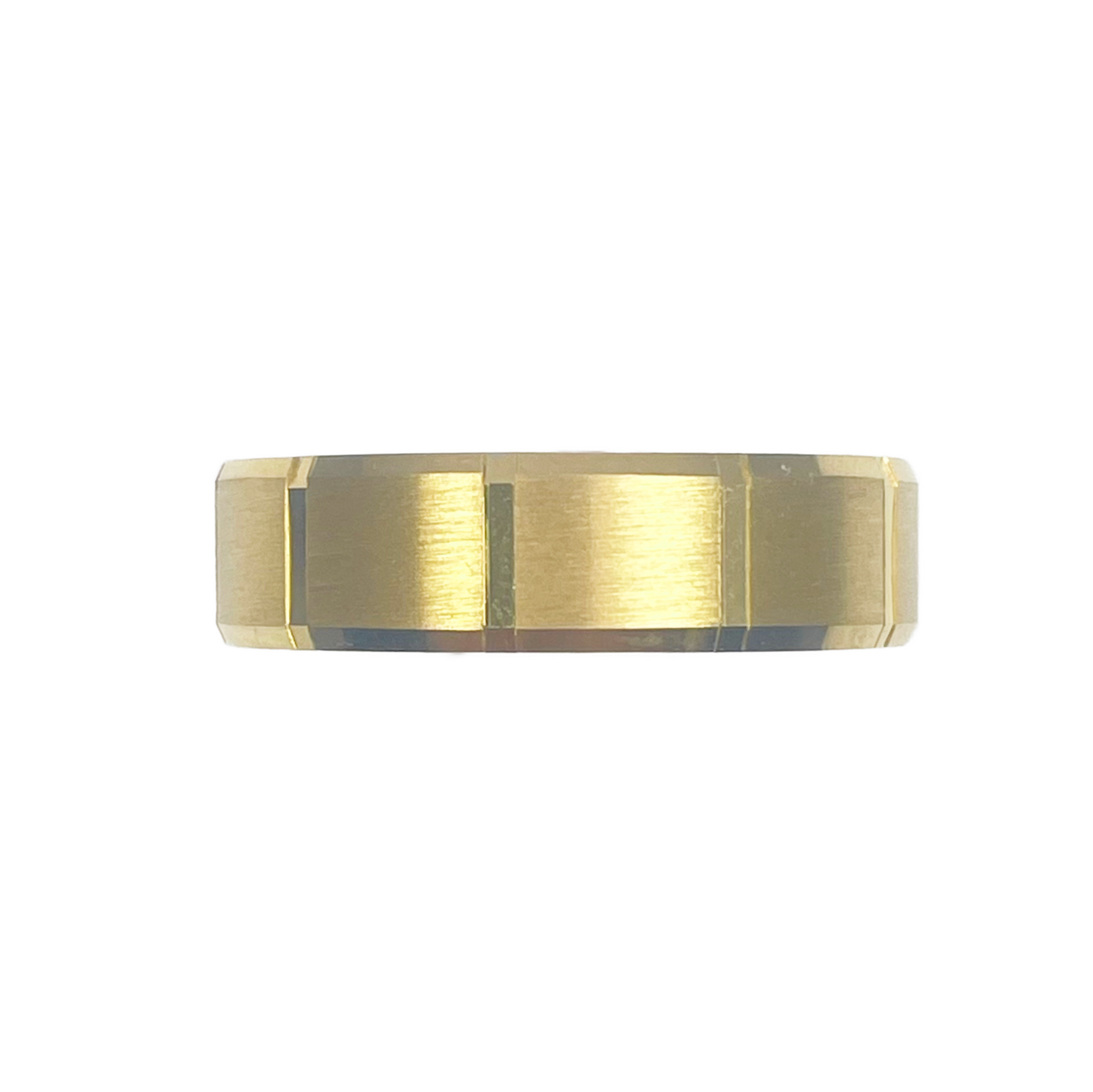 22ct Yellow Gold Two Tone Wedding Band 6mm Square Matt Finish & Bevelled Edges