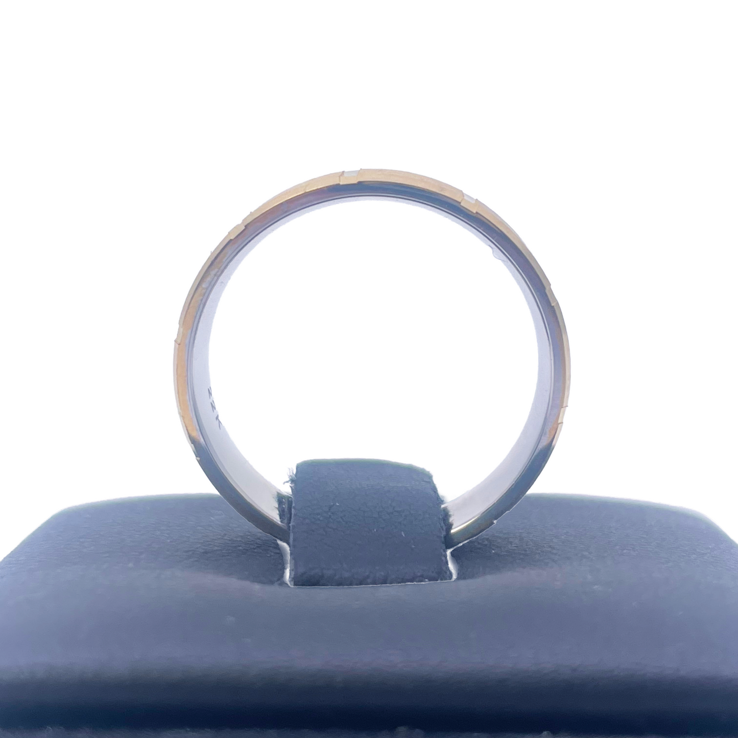 22ct Yellow Gold Two Tone Wedding Band 6mm Square Matt Finish & Bevelled Edges