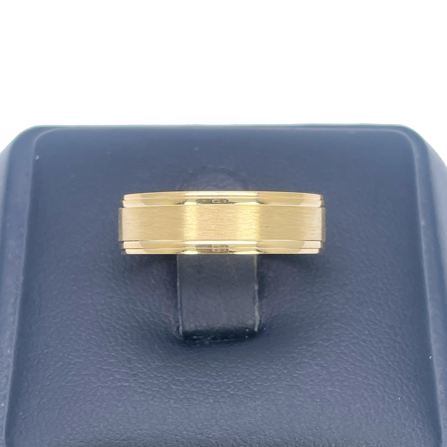 22ct Yellow Gold High Polished Edge & Matte Middle Men's Wedding Band 6mm