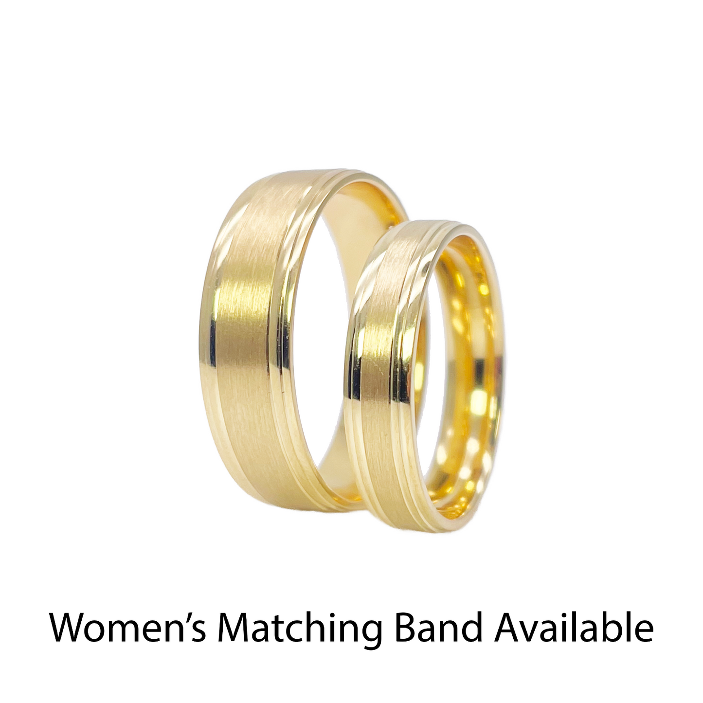 22ct Yellow Gold High Polished Edge & Matte Middle Men's Wedding Band 6mm