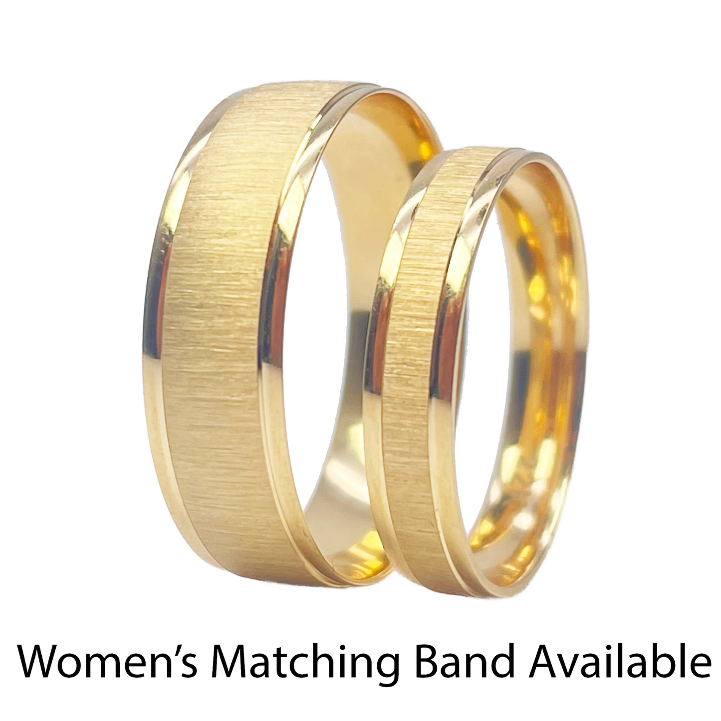 22ct Yellow Gold High Polished Edge & Matte Middle Men's Wedding Band 6mm