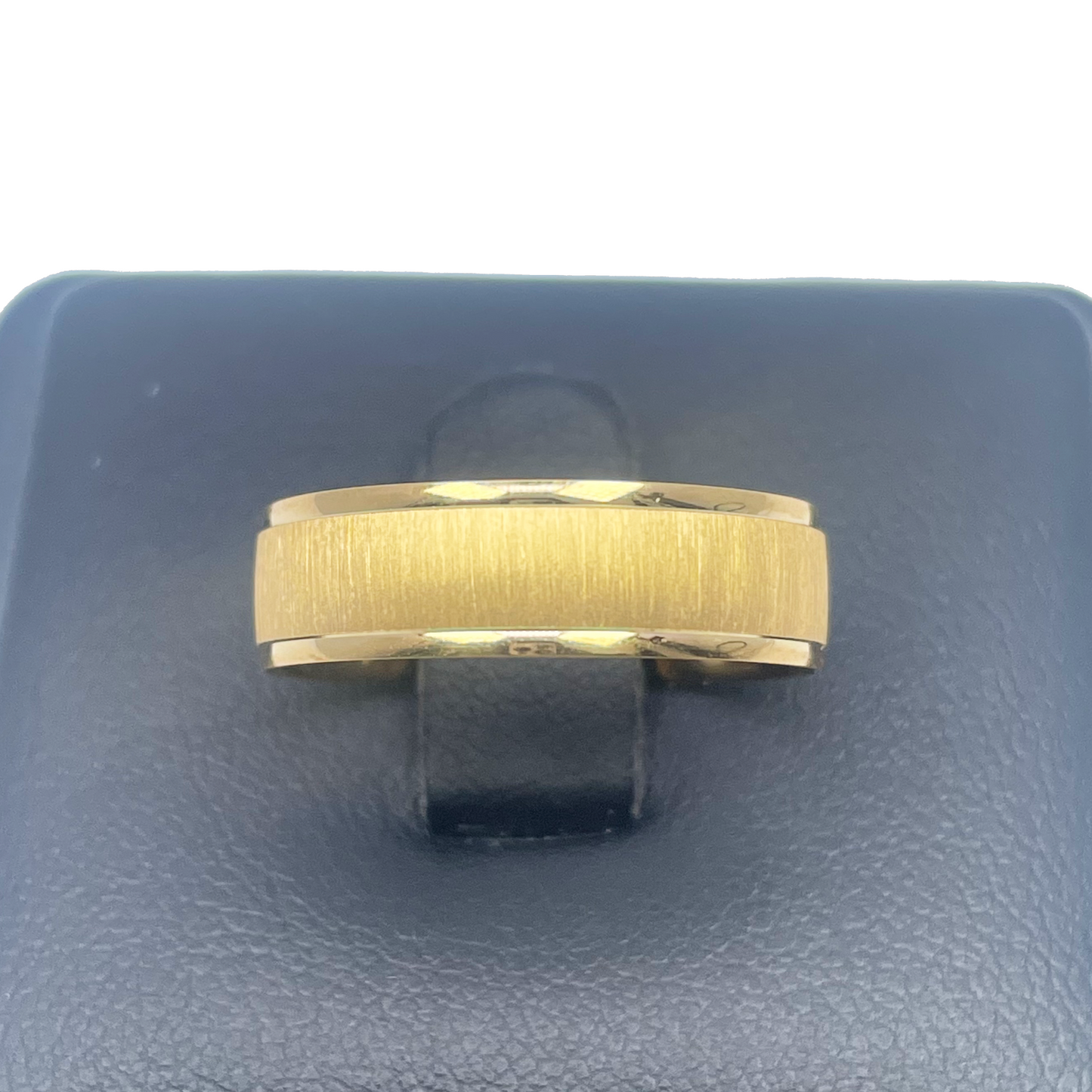 22ct Yellow Gold High Polished Edge & Matte Middle Men's Wedding Band 6mm