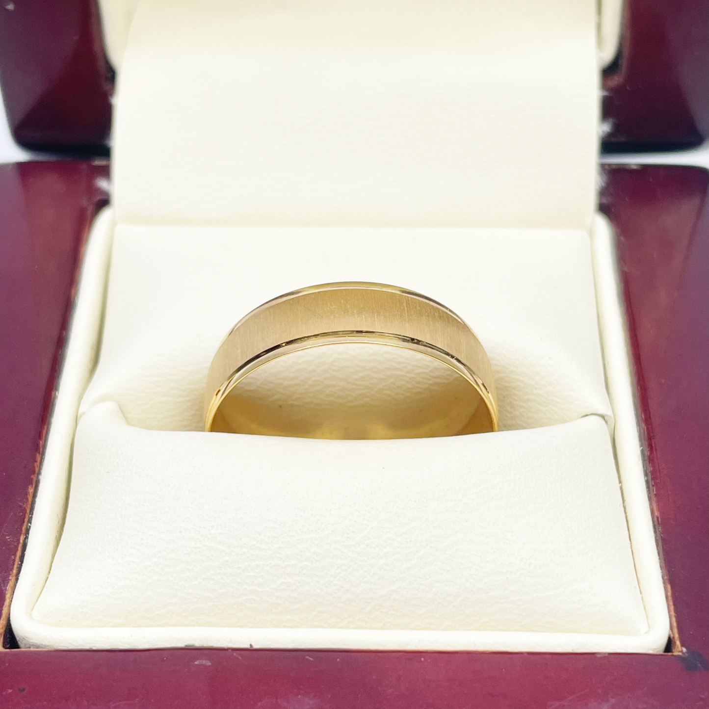 22ct Yellow Gold High Polished Edge & Matte Middle Men's Wedding Band 6mm