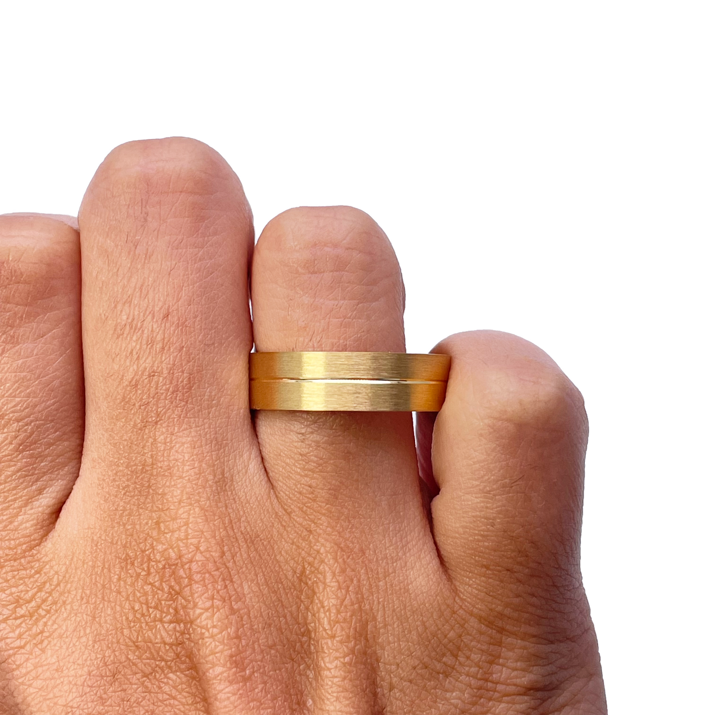 22ct Yellow Gold Matte Finish With A High Polished Groove Men's Wedding Band 6mm