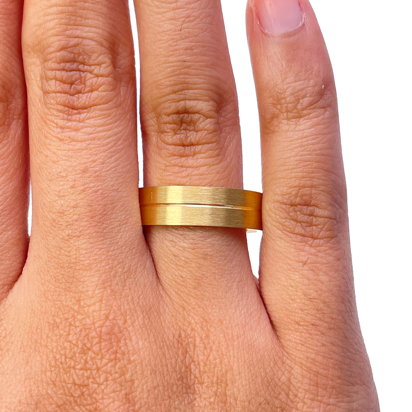 22ct Yellow Gold Matte Finish With A High Polished Groove Men's Wedding Band 6mm
