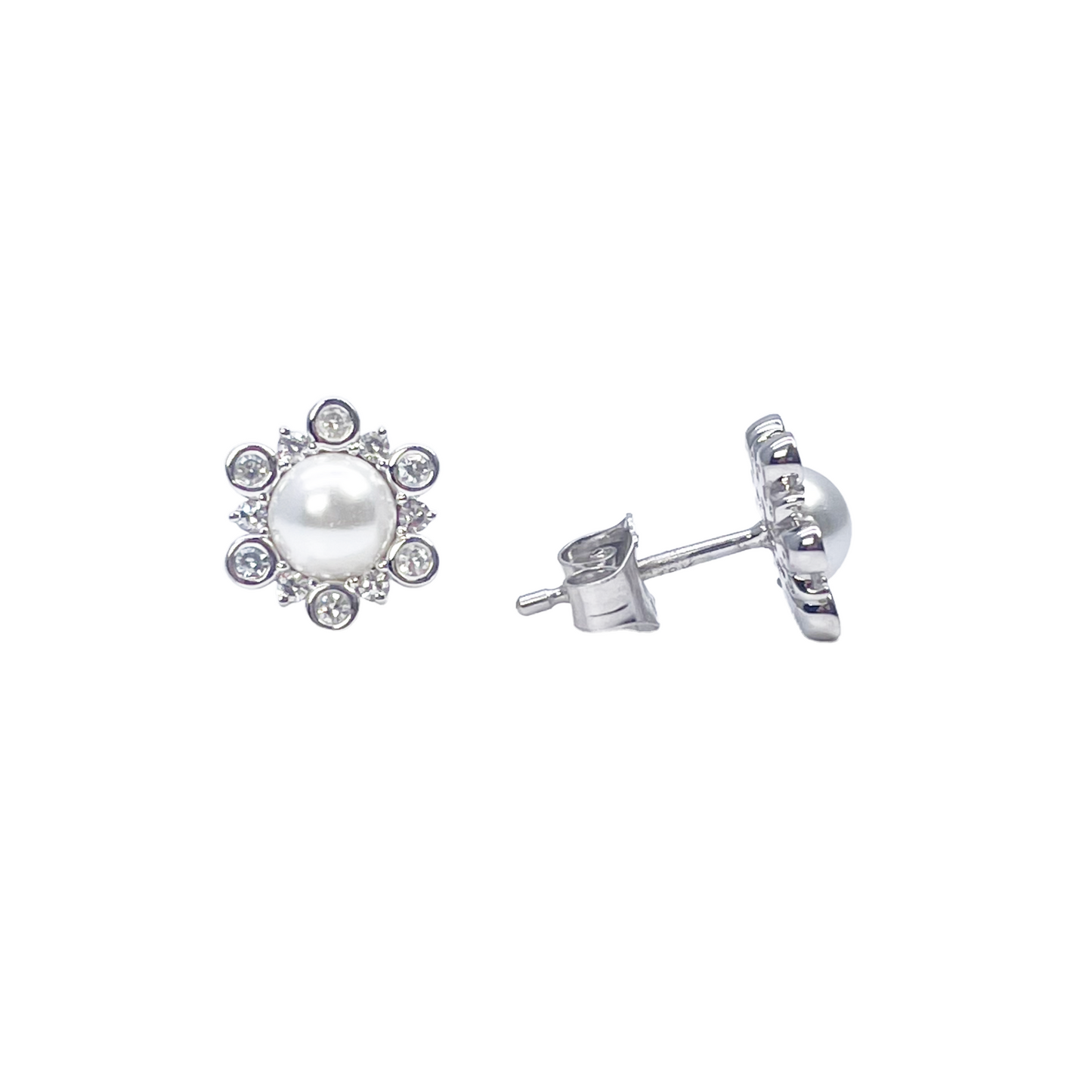 18ct White Gold Diamond & Freshwater Pearls Flower Necklace/Earrings Set 2.62ct