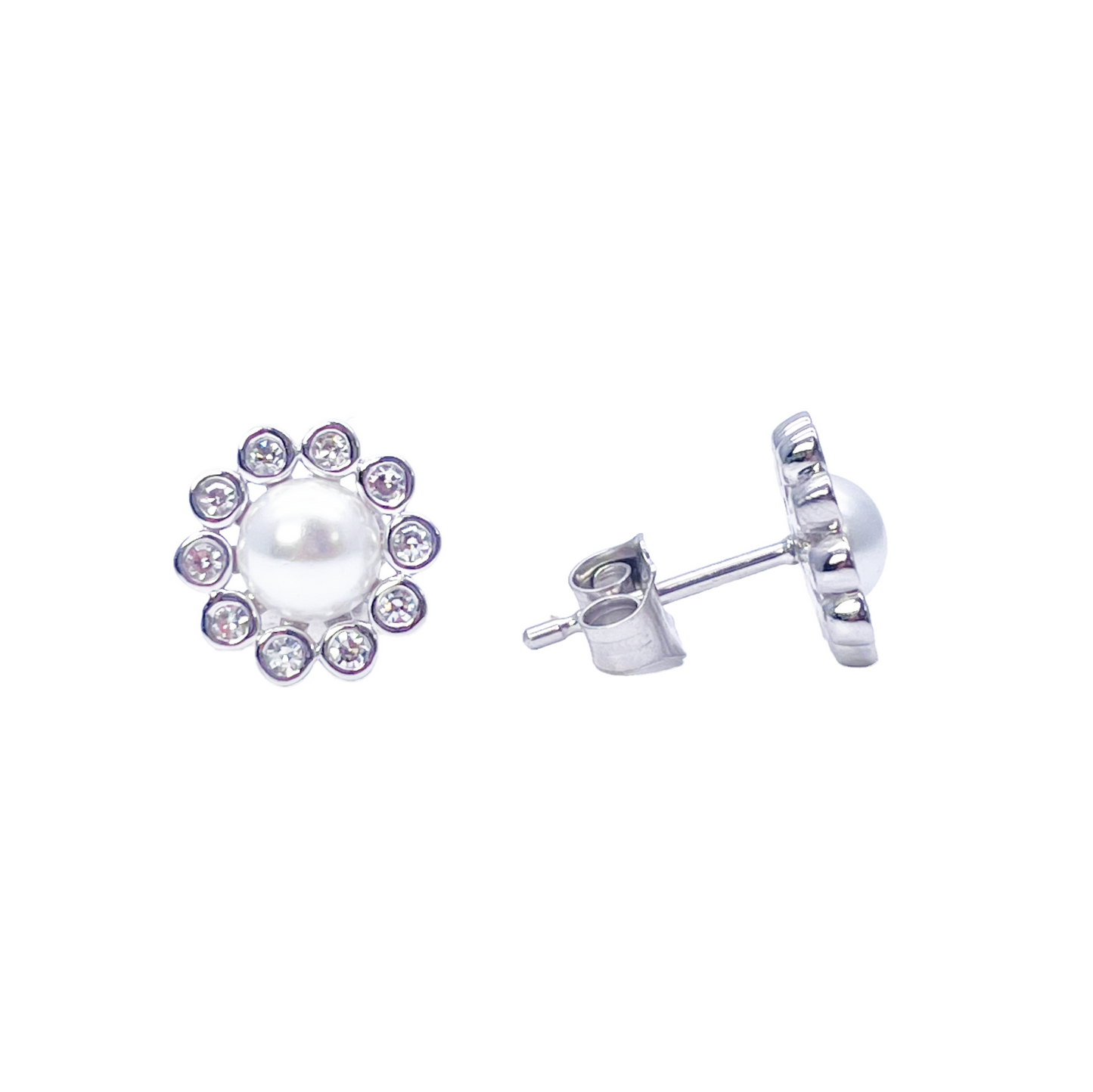 18ct White Gold Diamond & Freshwater Pearls Floral Necklace/Earrings Set 2.73ct