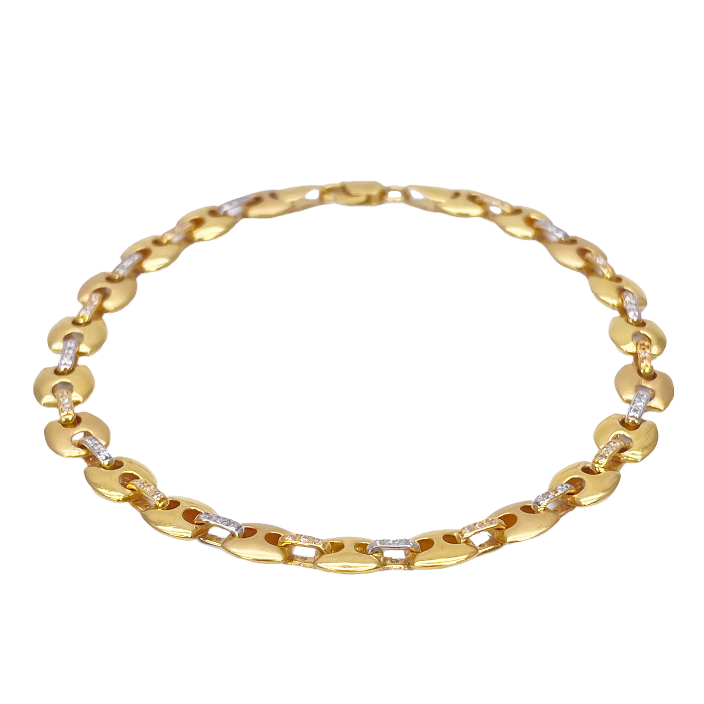 22ct Yellow Gold Men's Matte & High Polished CZ Bracelet 8.3'' inches