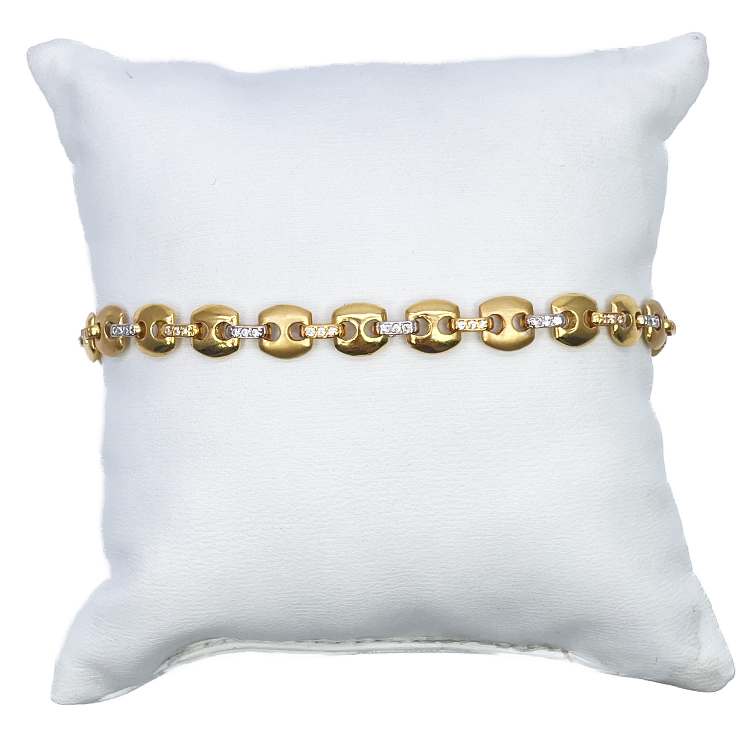 22ct Yellow Gold Men's Matte & High Polished CZ Bracelet 8.3'' inches