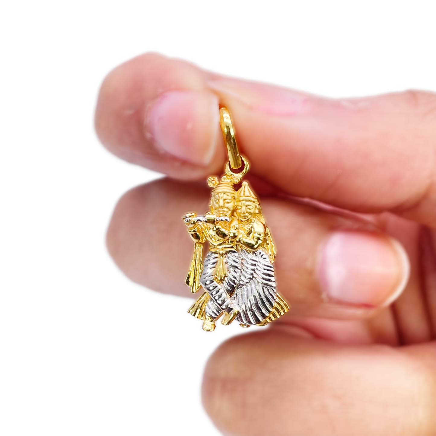 22ct Yellow Gold High Polished & Matt Krishna And Radha Pendant