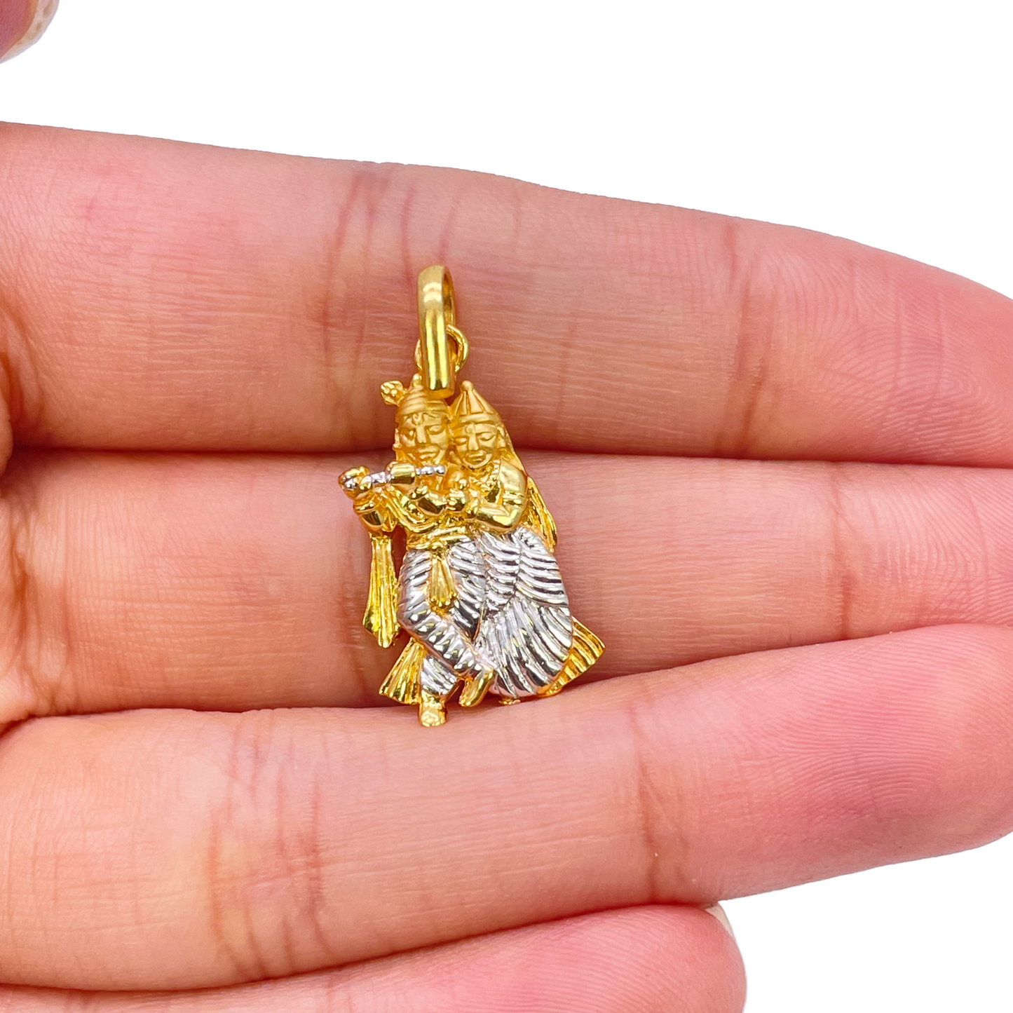 22ct Yellow Gold High Polished & Matt Krishna And Radha Pendant
