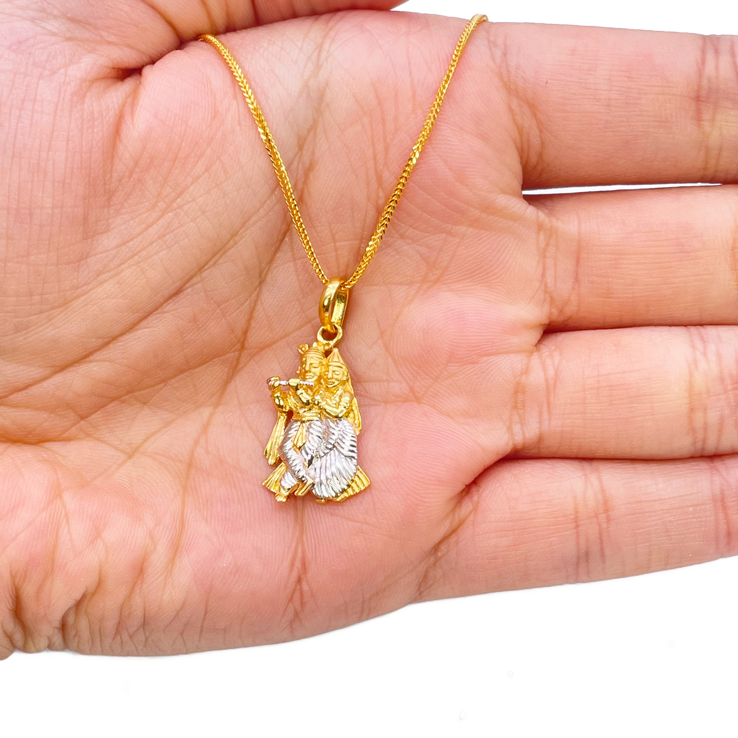 22ct Yellow Gold High Polished & Matt Krishna And Radha Pendant