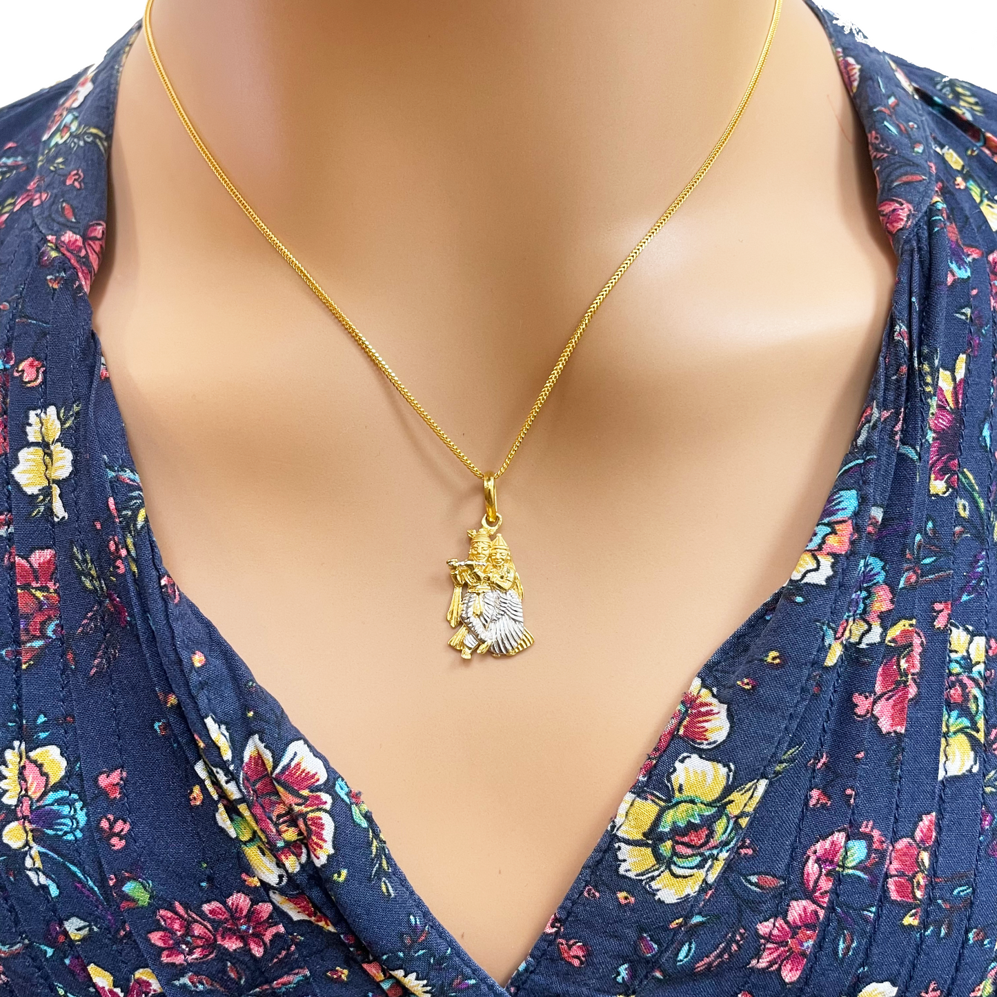 22ct Yellow Gold High Polished & Matt Krishna And Radha Pendant