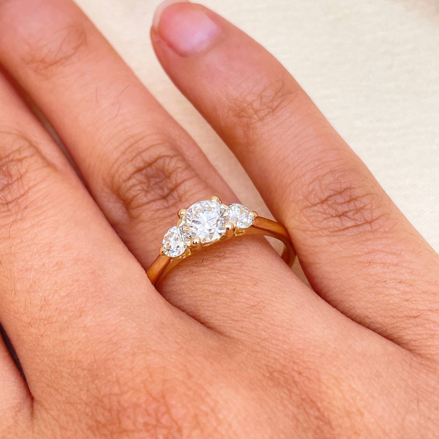 18ct Yellow Gold Natural 3 Stone Diamond Engagement Ring 0.80ct GIA Diamond Ring