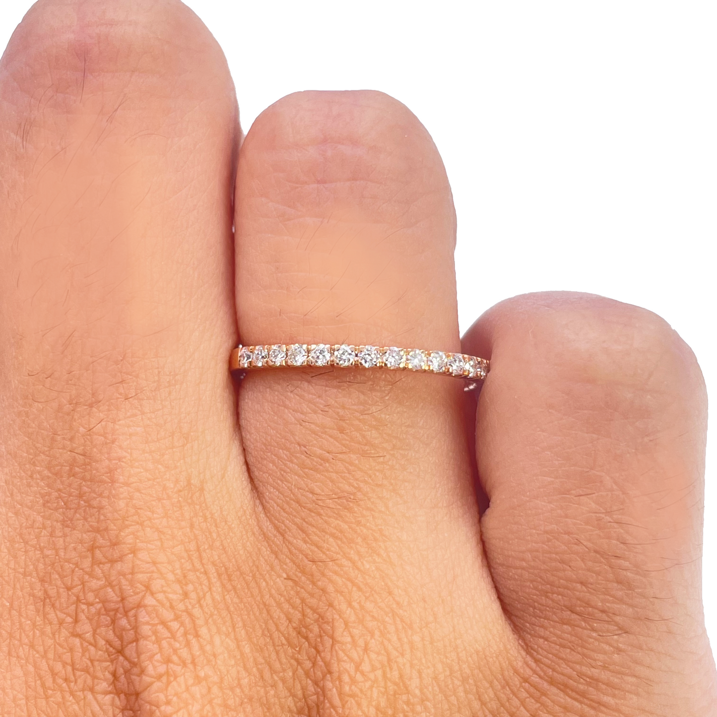 18ct Rose Gold Round Diamond Half Eternity Band Claw Set 0.26ct  Diamond Ring