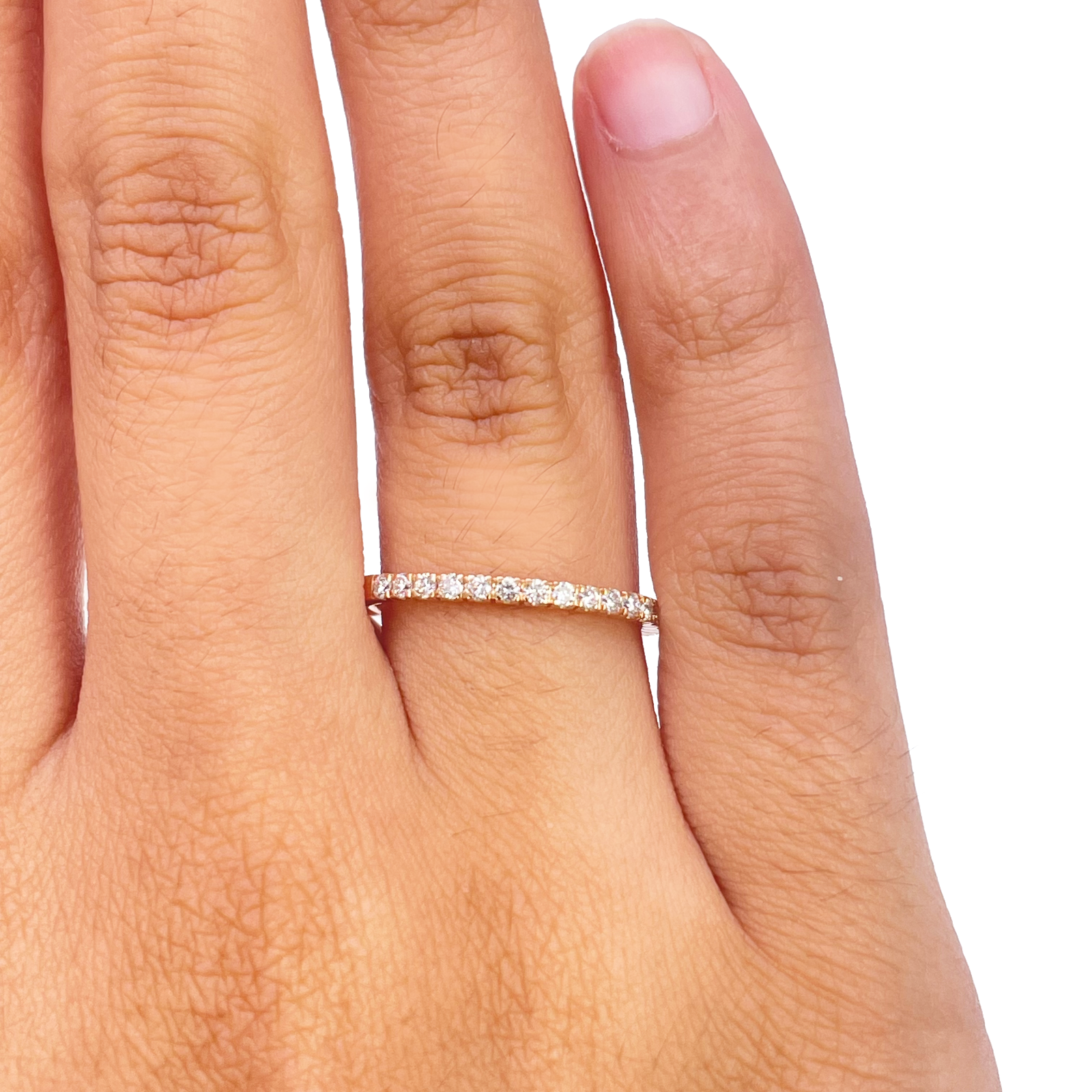 18ct Rose Gold Round Diamond Half Eternity Band Claw Set 0.26ct  Diamond Ring