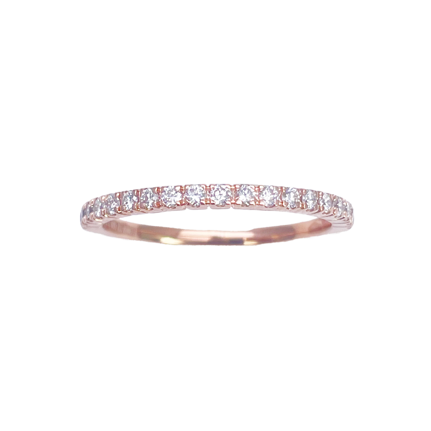 18ct Rose Gold Round Diamond Half Eternity Band Claw Set 0.26ct  Diamond Ring