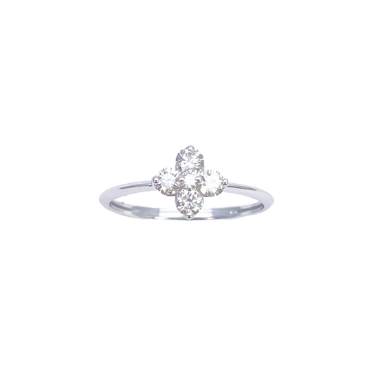 18ct White Gold Small Diamond Flower Ring 0.36ct  Diamond Ring