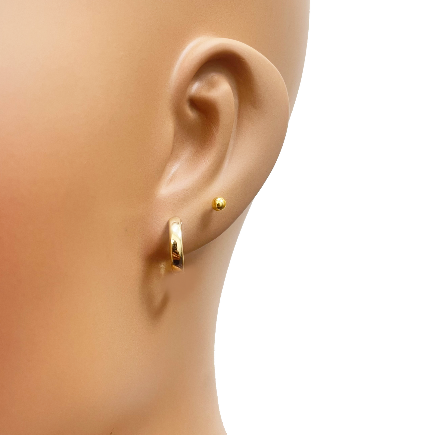 18ct Yellow Gold Pair Of Hoop Huggie Earrings 9.5mm Diameter