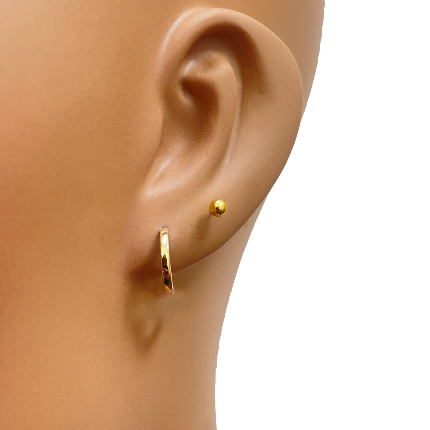 18ct Yellow Gold Pair Of Hoop Huggie Earrings 10mm Diameter