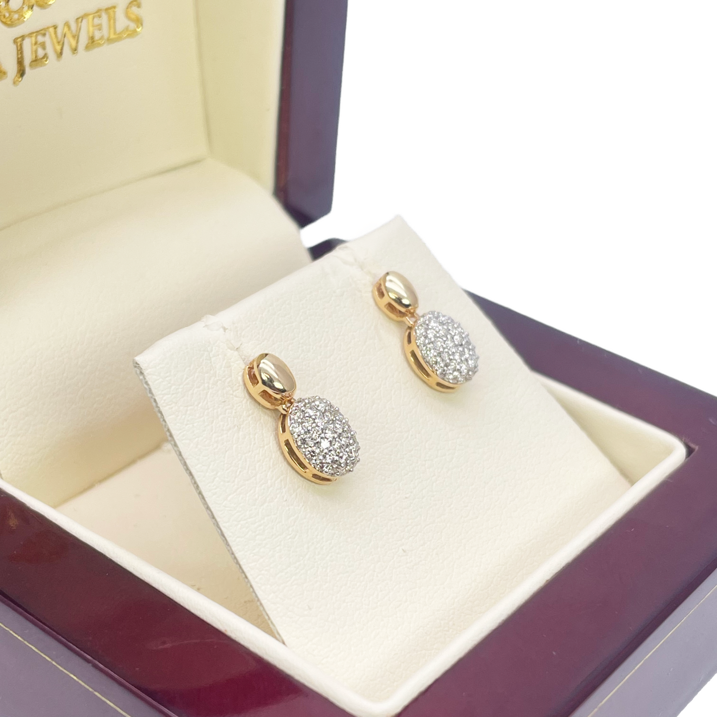 18ct Yellow Gold Natural Diamond Oval Drop/Dangle Stud Earrings 0.30ct