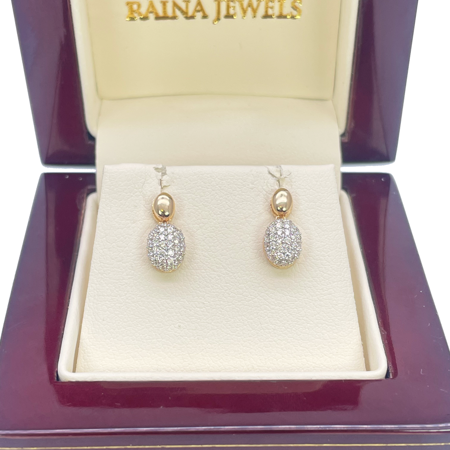 18ct Yellow Gold Natural Diamond Oval Drop/Dangle Stud Earrings 0.30ct
