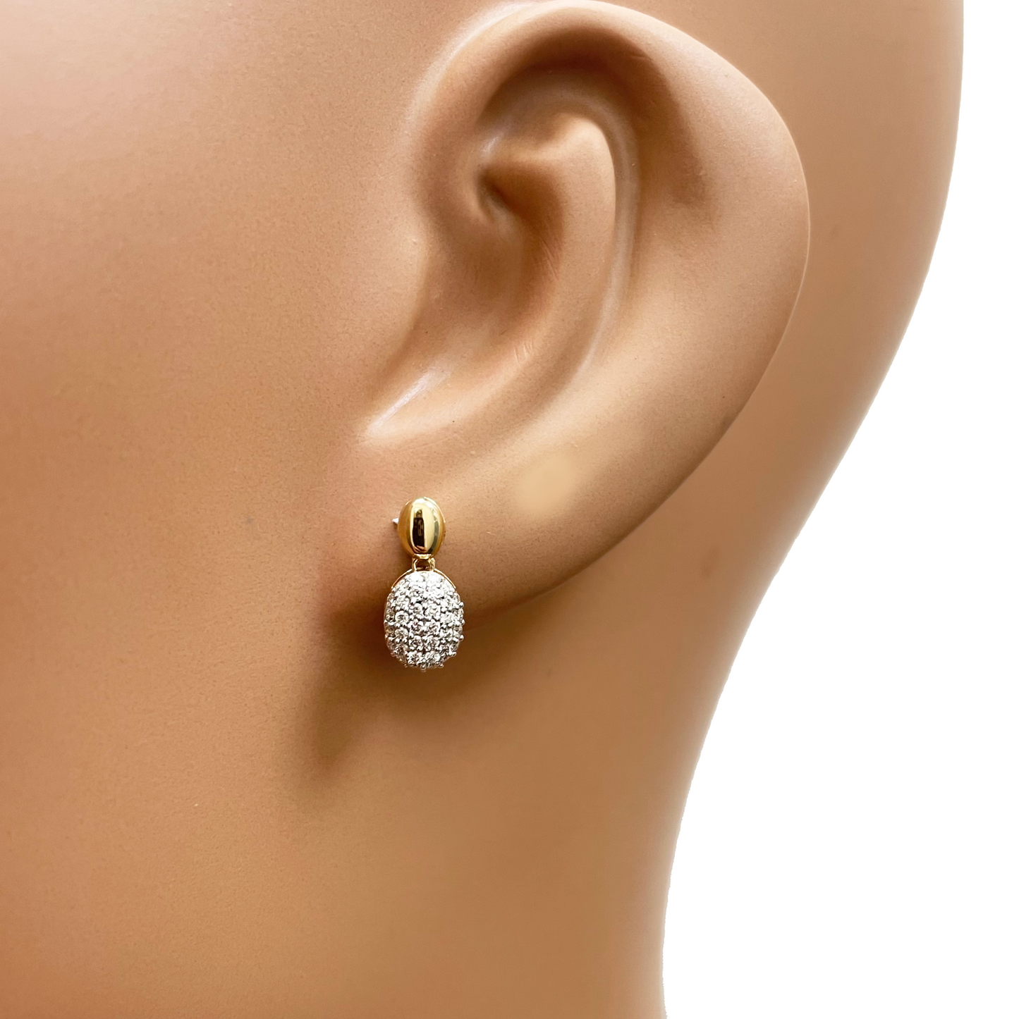 18ct Yellow Gold Natural Diamond Oval Drop/Dangle Stud Earrings 0.30ct