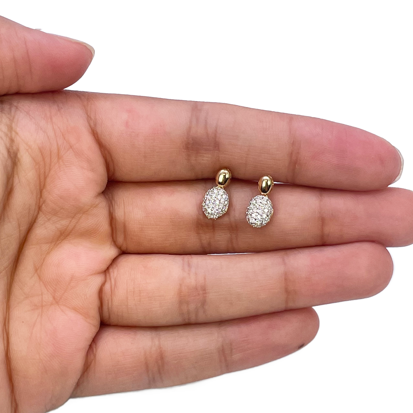 18ct Yellow Gold Natural Diamond Oval Drop/Dangle Stud Earrings 0.30ct