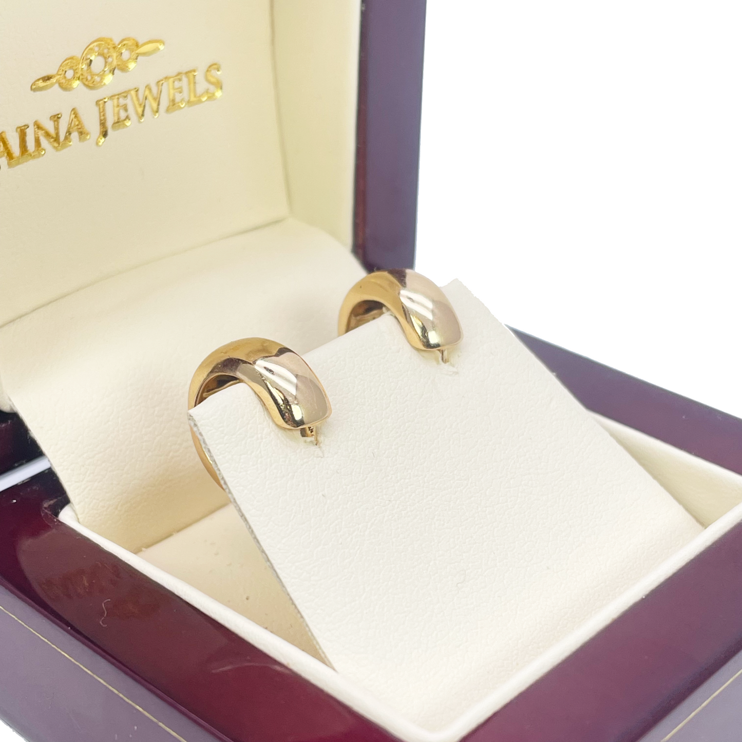 18ct Yellow Gold Pair Of Hoop Huggie Earrings 5.5mm Width & 10mm Diameter