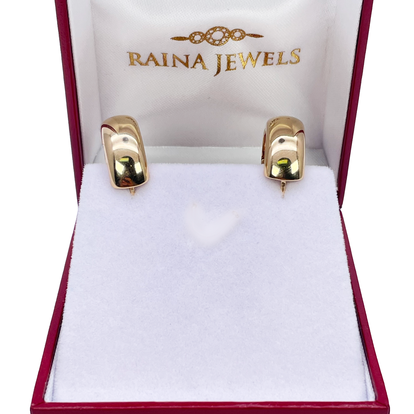 18ct Yellow Gold Hoop Huggie High Polished Earrings 8.2mm Width 18mm Diameter