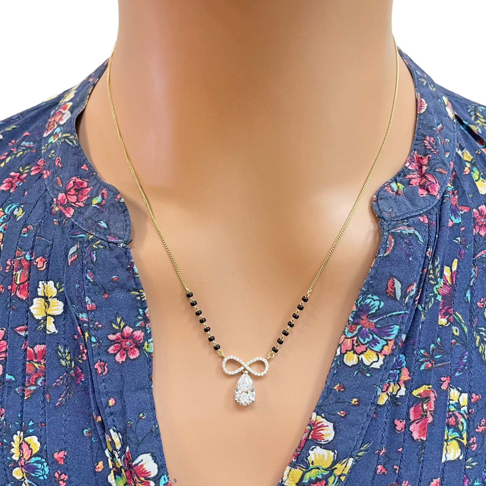 18ct Yellow Gold Lab Grown Diamond 1.65ct Infinity Mangalsutra Necklace IGI Cert  Mangalsutra Chains