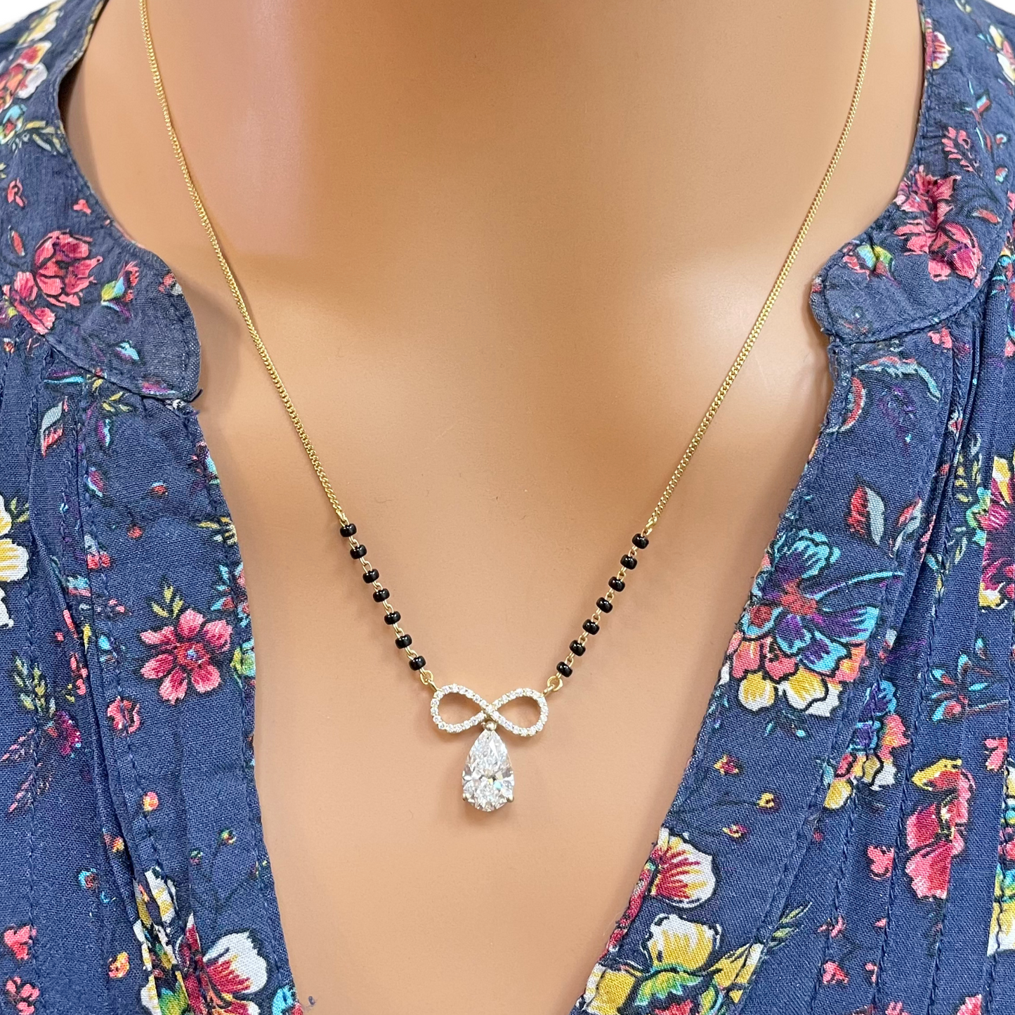 18ct Yellow Gold Lab Grown Diamond 1.65ct Infinity Mangalsutra Necklace IGI Cert  Mangalsutra Chains