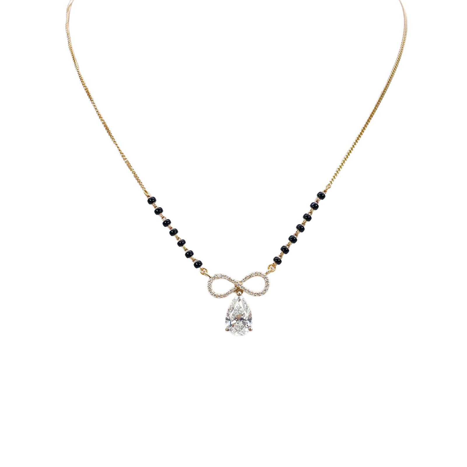 18ct Yellow Gold Lab Grown Diamond 1.65ct Infinity Mangalsutra Necklace IGI Cert  Mangalsutra Chains