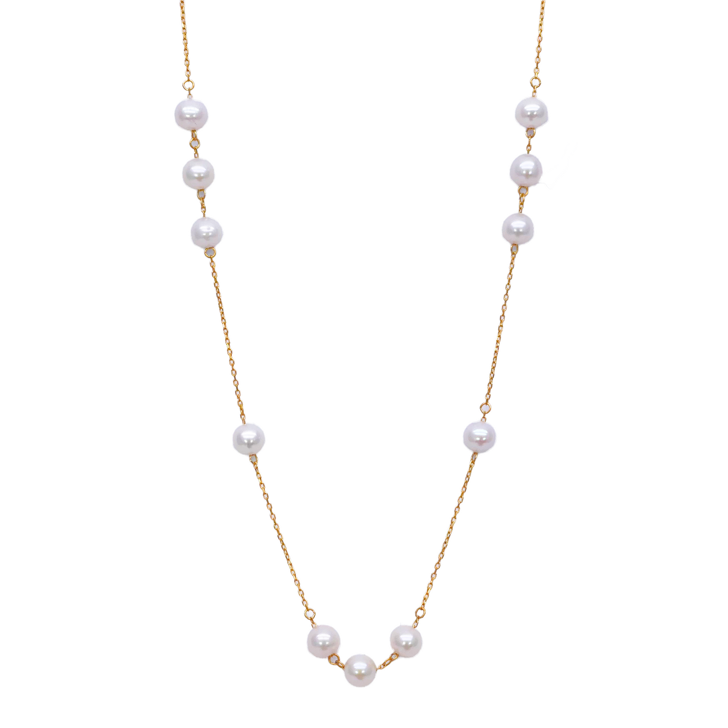 22ct Yellow Gold Beautiful Ladies Freshwater Pearl Necklace 16'' inches