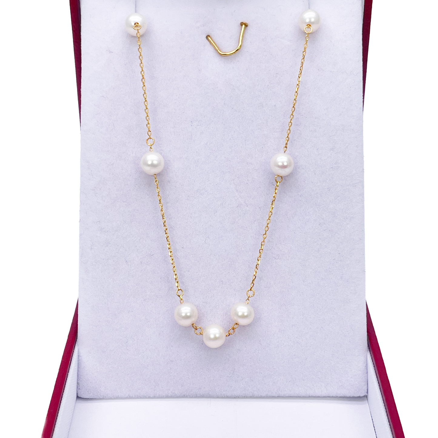22ct Yellow Gold Beautiful Ladies Freshwater Pearl Necklace 16'' inches