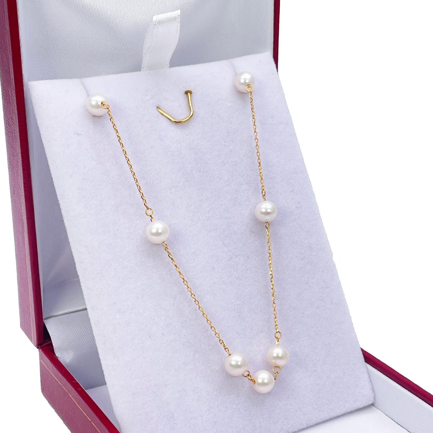 22ct Yellow Gold Beautiful Ladies Freshwater Pearl Necklace 16'' inches