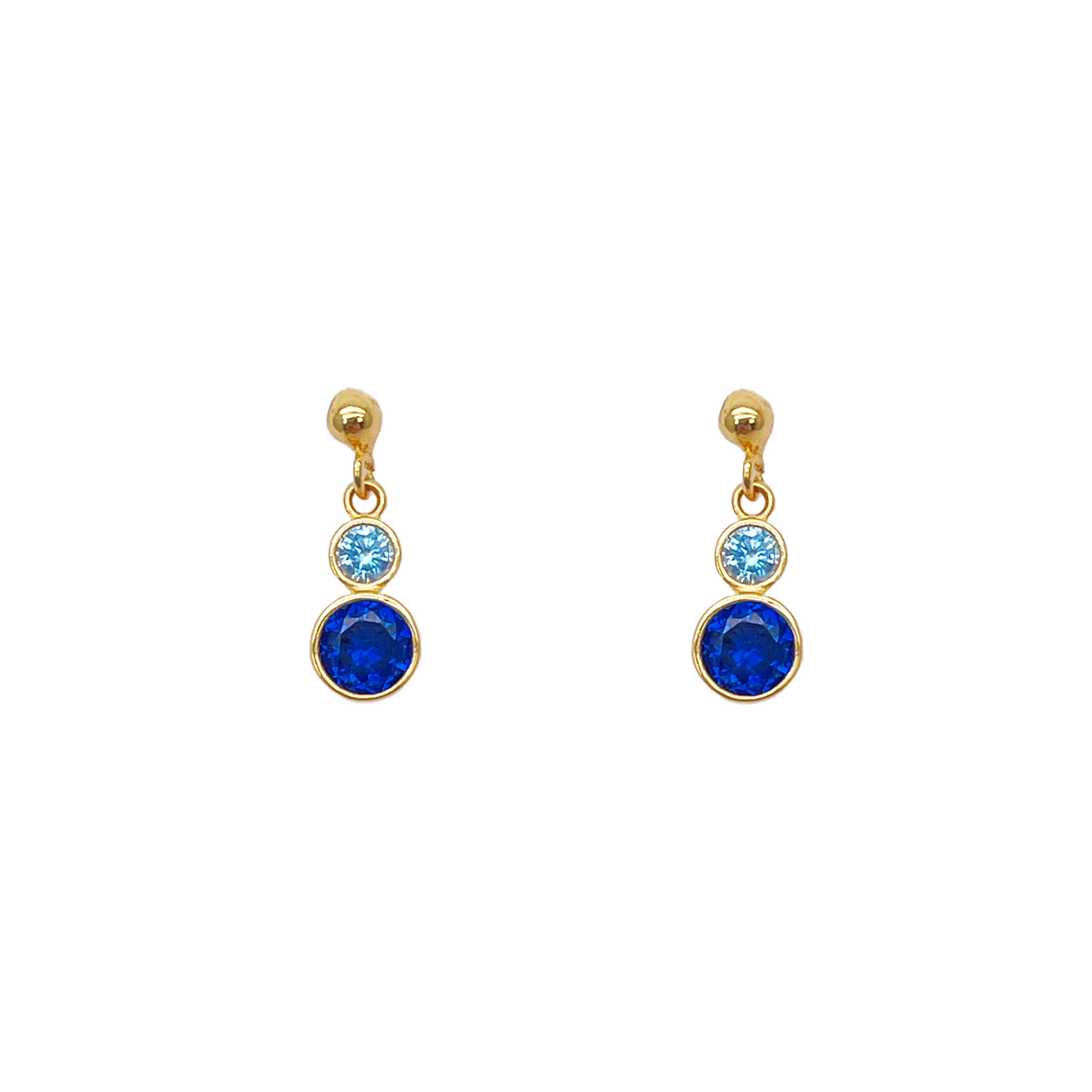 22ct Yellow Gold Drop Blue Bubble Pendant & Chain With Matching Drop Earrings