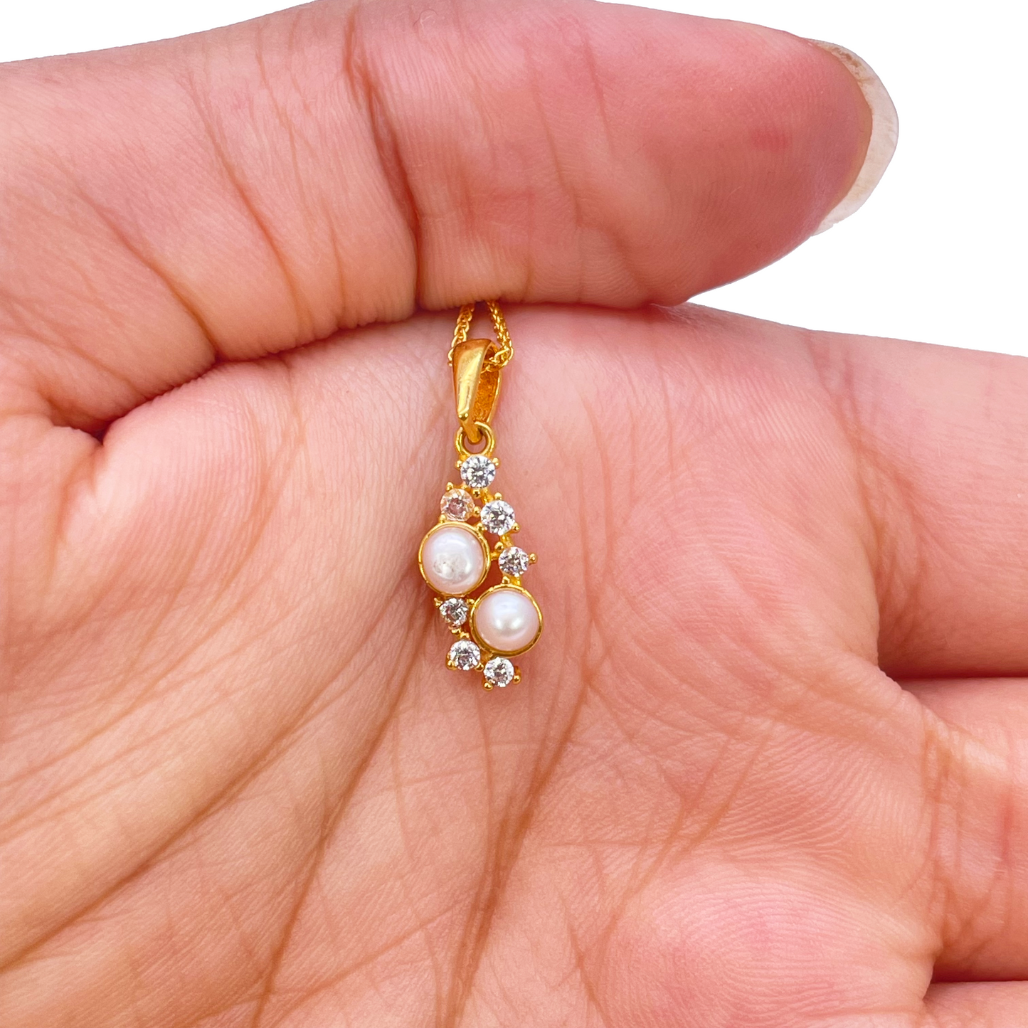 22ct Yellow Gold Round Freshwater Pearl Bubble Pendant and Matching Earrings Set