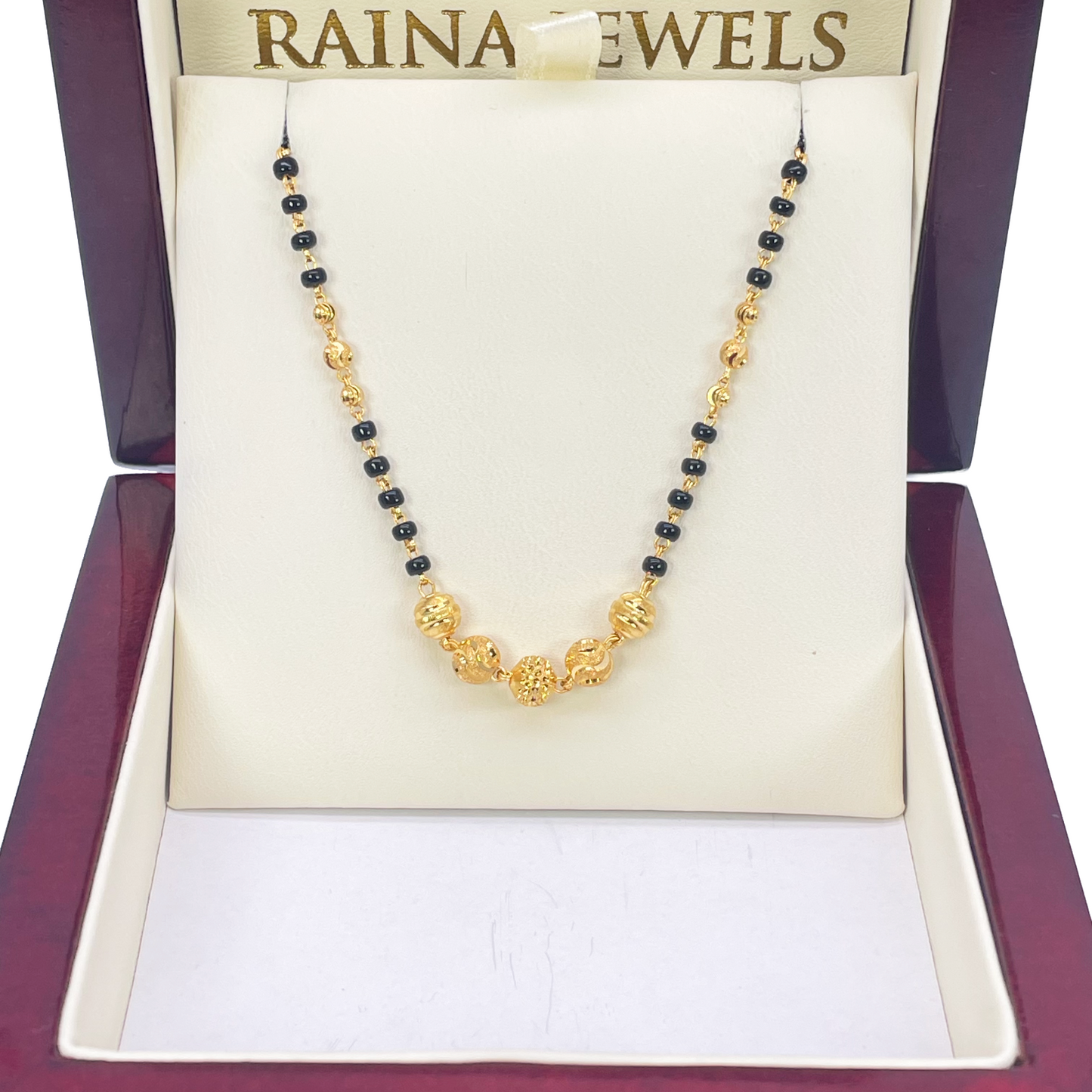 22ct Yellow Gold Diamond Cut Sparkly Beaded Mangalsutra Necklace 18.5inches